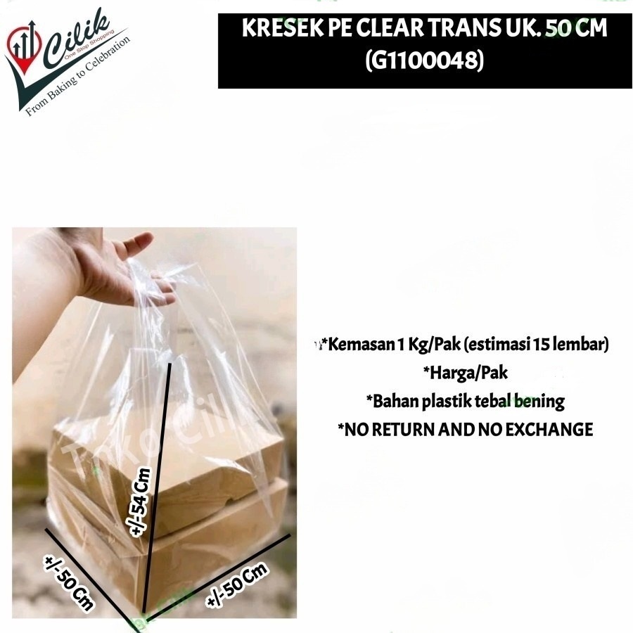 Jual kresek+PE+tas+plastik+kemasan+packaging+transparan+clear+50+40+35 ...