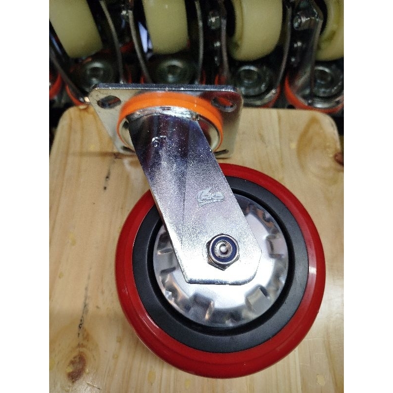 Jual RKS - RODA 6 INCHI PU HT MERAH HEAVY DUTY + DOUBLE BEARING CASTER ...