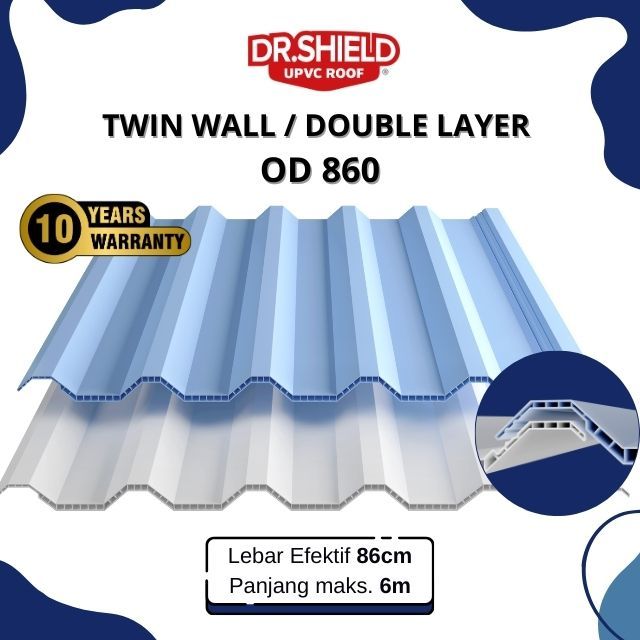 Jual Atap UPVC DR.SHIELD Twinwall / Double layer OD 860 Ekonomis ...