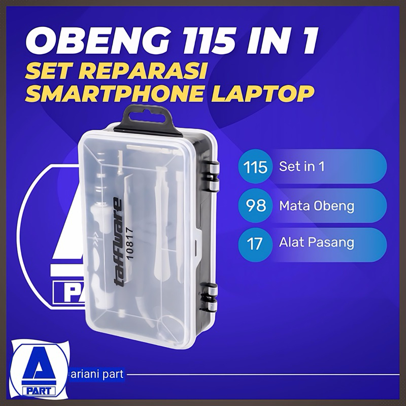 Jual OBENG SET 115 TAFFWARE REPARASI SMARTPHONE LAPTOP WARNA GREY ...