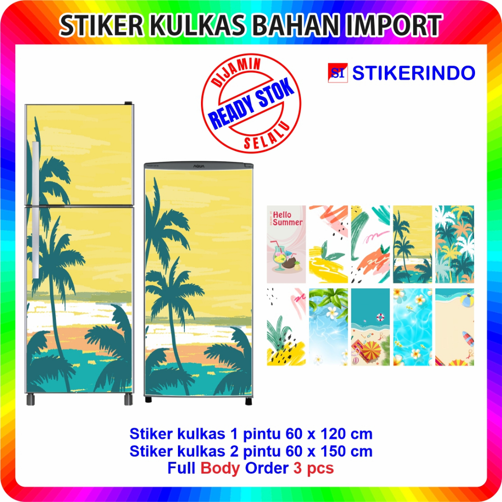 Jual Sticker Stiker Kulkas 1 Pintu dan 2 Pintu Motif Summer 2 | Shopee ...