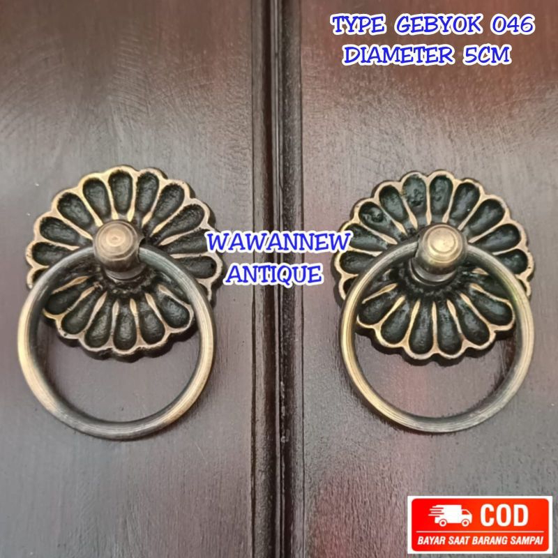 Handle Pintu / Tarikan Pintu Rumah Pagar Kuningan Antik Gebyok 046 5 cm