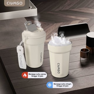 CIVAGO Mug Kopi Stainless Steel 385ml Lapisan Keramik