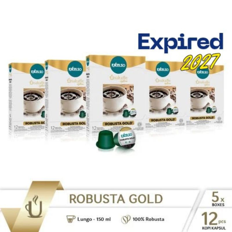 Jual EXCELSO Capsule Unakaffe ROBUSTA GOLD paket 5 pack ( isi 5 pack ...