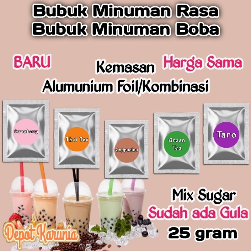 Jual Bubuk Minuman Rasa 25 gram Varian Kopi Teh Buah Reguler Serbuk ...