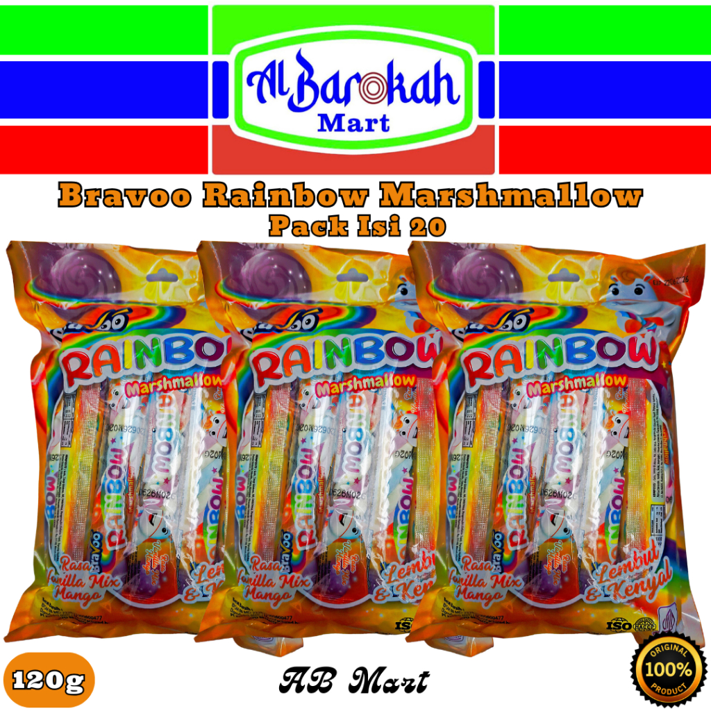 Jual Bravoo Rainbow Marshmallow Pack Isi 20 | Shopee Indonesia