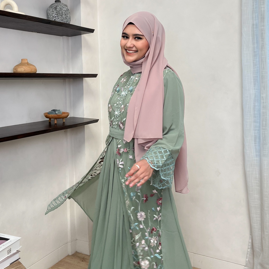 Jual Lunnabby Gamis Salsa Ceruty Brokat - Rompi Lepasan + Tali Pinggang ...