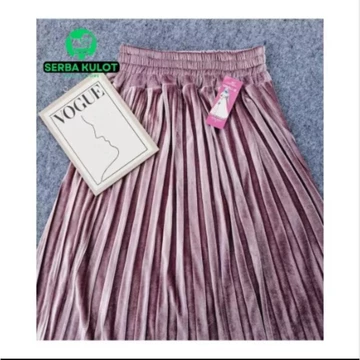 Rok Bludru Plisket Panjang Premium Bahan Premium