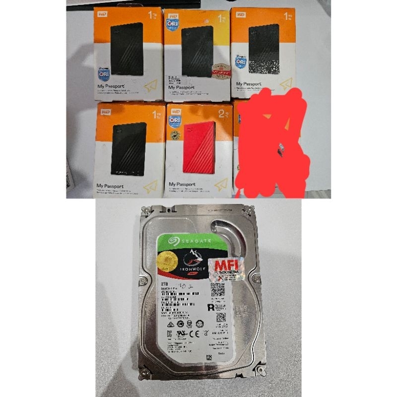 Jual take all 6pcs hardisk eksternal pc 1tb dan 2tb seagate wd my ...
