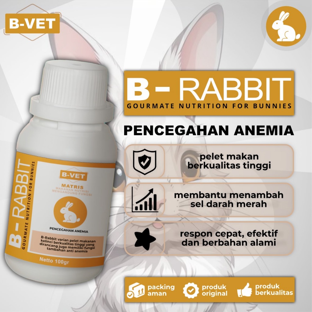 Jual B-RABBIT - PELET NUTRISI PENCEGAHAN ANEMIA KELINCI, KAYA VITAMIN ...