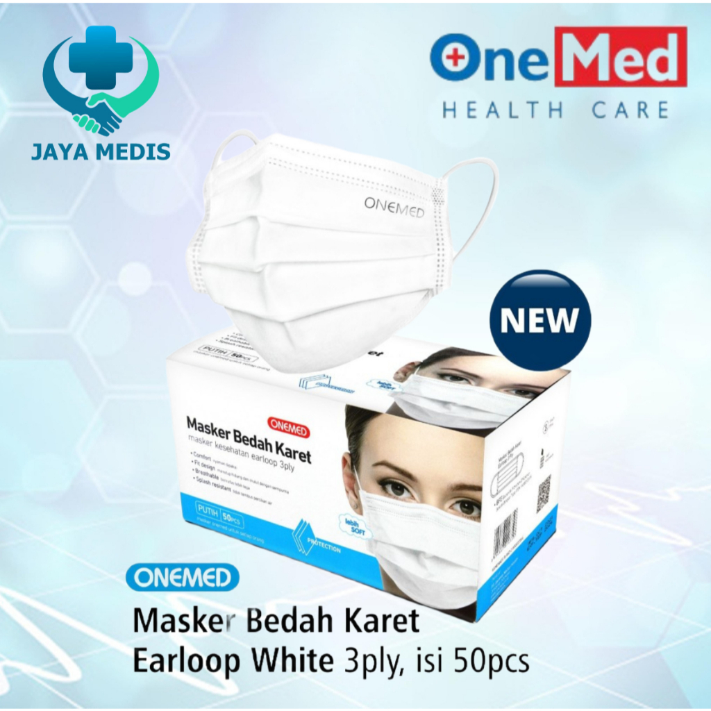 Jual Masker Earloop medis ONEMED Masker Bedah Karet 3ply isi 50s ...