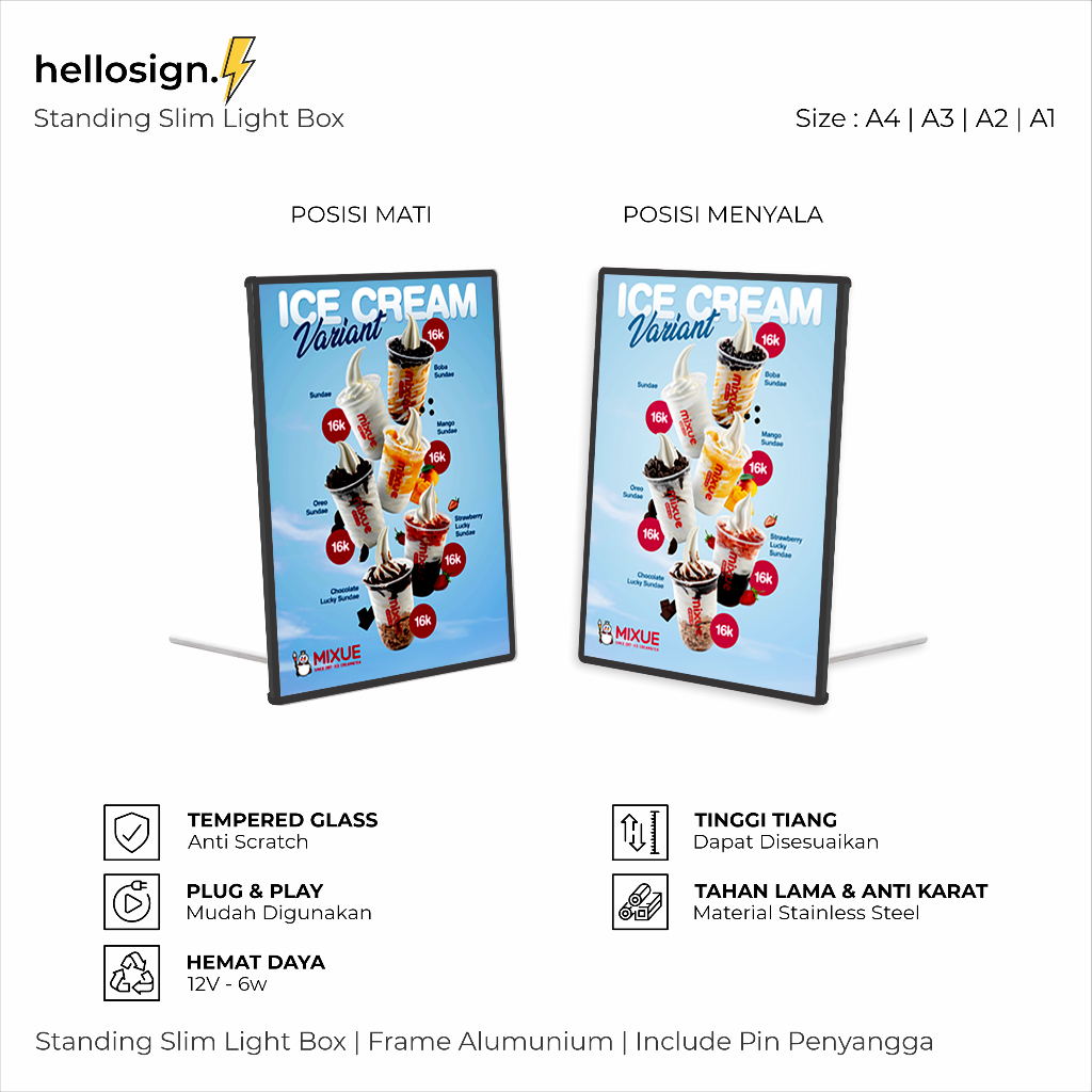 Jual Slim Light Box | FRAME HITAM | Ultra Thin Light Box | Standing LED ...