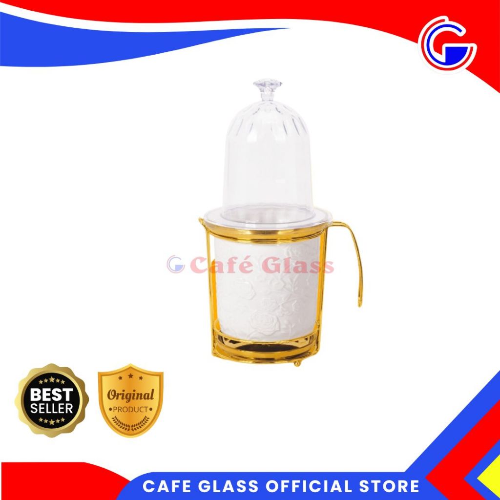 Tempat Sendok Keramik - Wadah Sendok Garpu Aesthetic - Lining Gold Motif Tubular+Rak