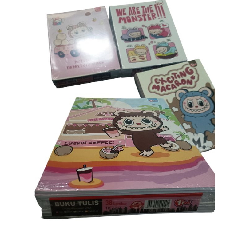 Jual BUKU TULIS 38 LEMBAR | BUKU TULIS KARAKTER THE MONSTER | LABUBU