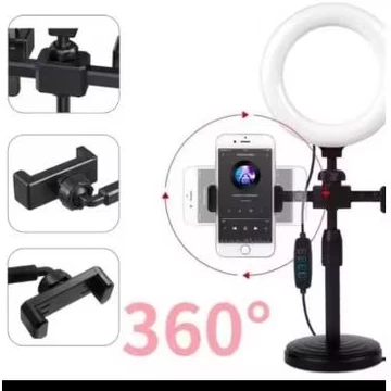 Ringlight Dimmable Live Streaming Holder RingLight Tripod 2 Holder Stand Handphone Ganda Live