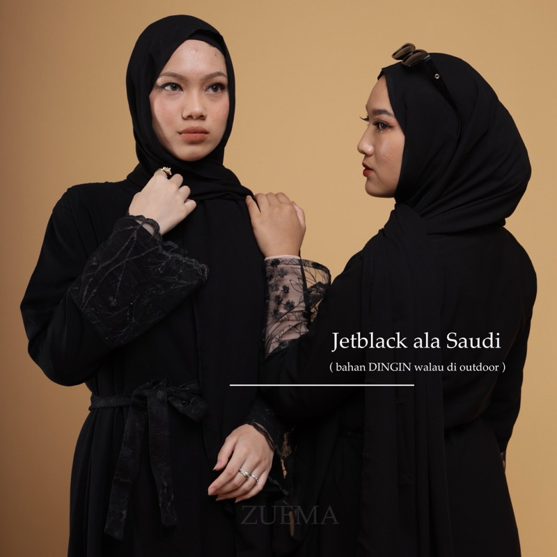 Jual SYELLA | Jetblack Saudi Premium | set 3in1 Abaya + free Handshock ...