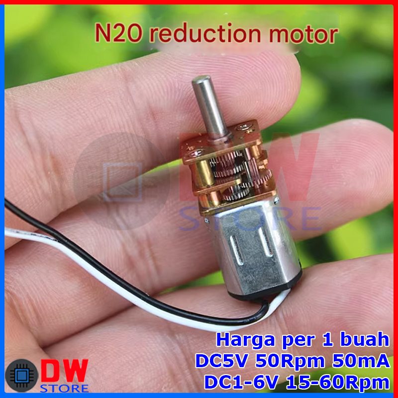 Jual DC Micro Motor N20 DC 5V Slow Speed Reduction Gearbox 50 Rpm DC 5V ...