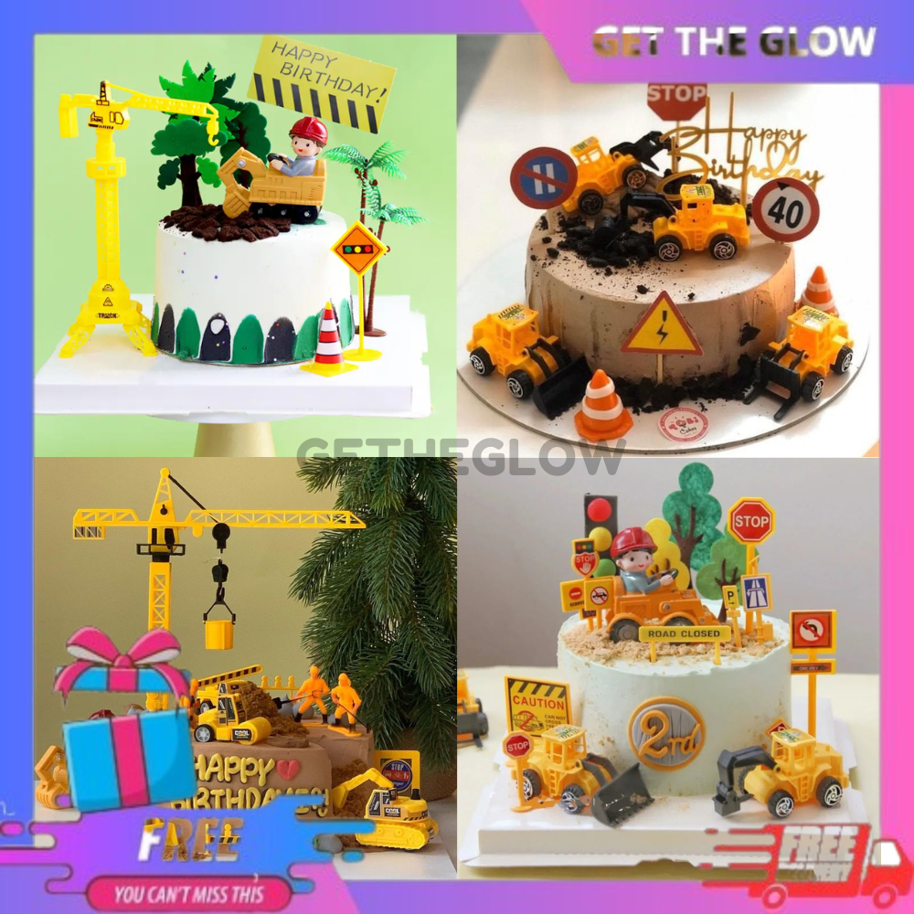 Jual Excavator Buldoser Bentuk Konstruksi Mainan Dekorasi Kue Topper ...