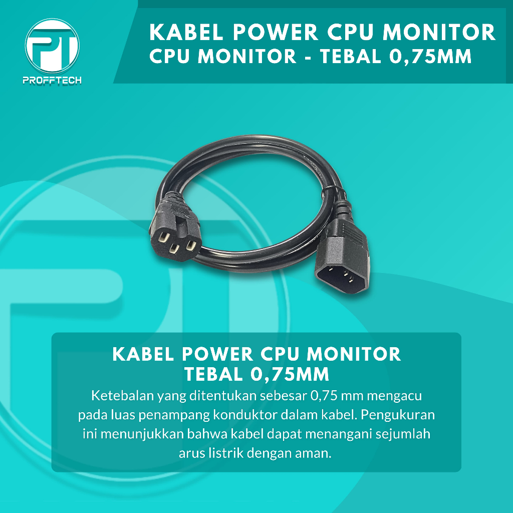 Jual Kabel power CPU monitor atau CPU UPS.ketebalan 0.75 ml. 3 meter ...