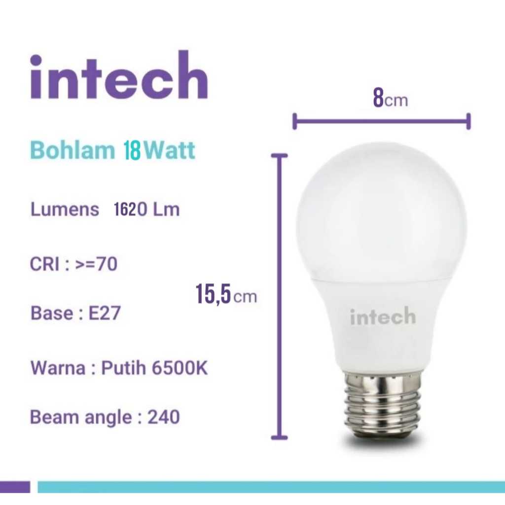 Jual Lampu LED INTECH Eco 5W - 18WATT Bohlam LED INTECH Eco GARANSI 1 ...