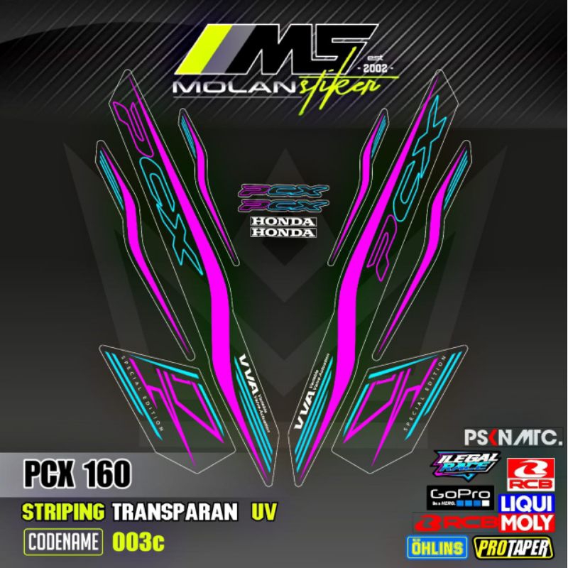 Jual Decal Sticker Striping Variasi Transparan Uv PCX 160 Honda PCX 160 ...