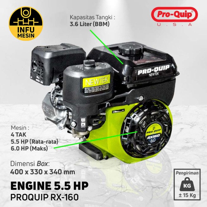 Jual Mesin Penggerak Engine Bensin 4 TAK-5.5 HP PROQUIP RX160 | Shopee ...