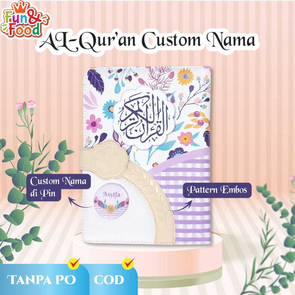 Jual Quran Terjemahan Custom Nama Ukuran A5 Jaket Emboss Kancing Magnet ...