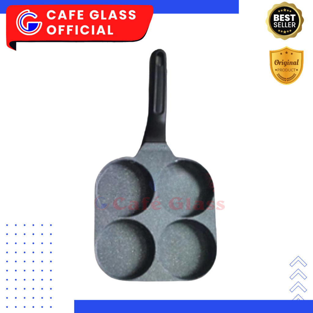 Wajan 4 Lubang Anti Lengket Cetakan Telur Ceplok Martabak Mini Pancake - Frypan Teflon Dapur (Bry-Ha1627)