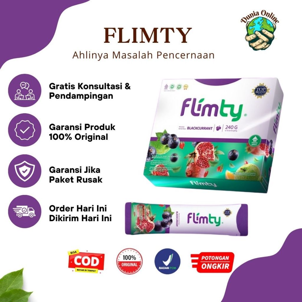 Jual Flimty Fiber 1 Box isi 16 Sachet Rasa Blackcurrant Original ...