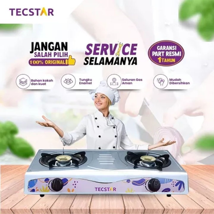 Jual Kompor Gas 2 Tungku Tecstar 688 CSJ Stainless Bonus Selang Gas ...