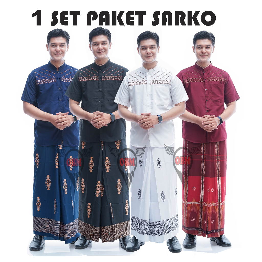 Jual Paket SARKO Sarung dan Baju koko Muslim Pria Lengan Pendek Motif ...