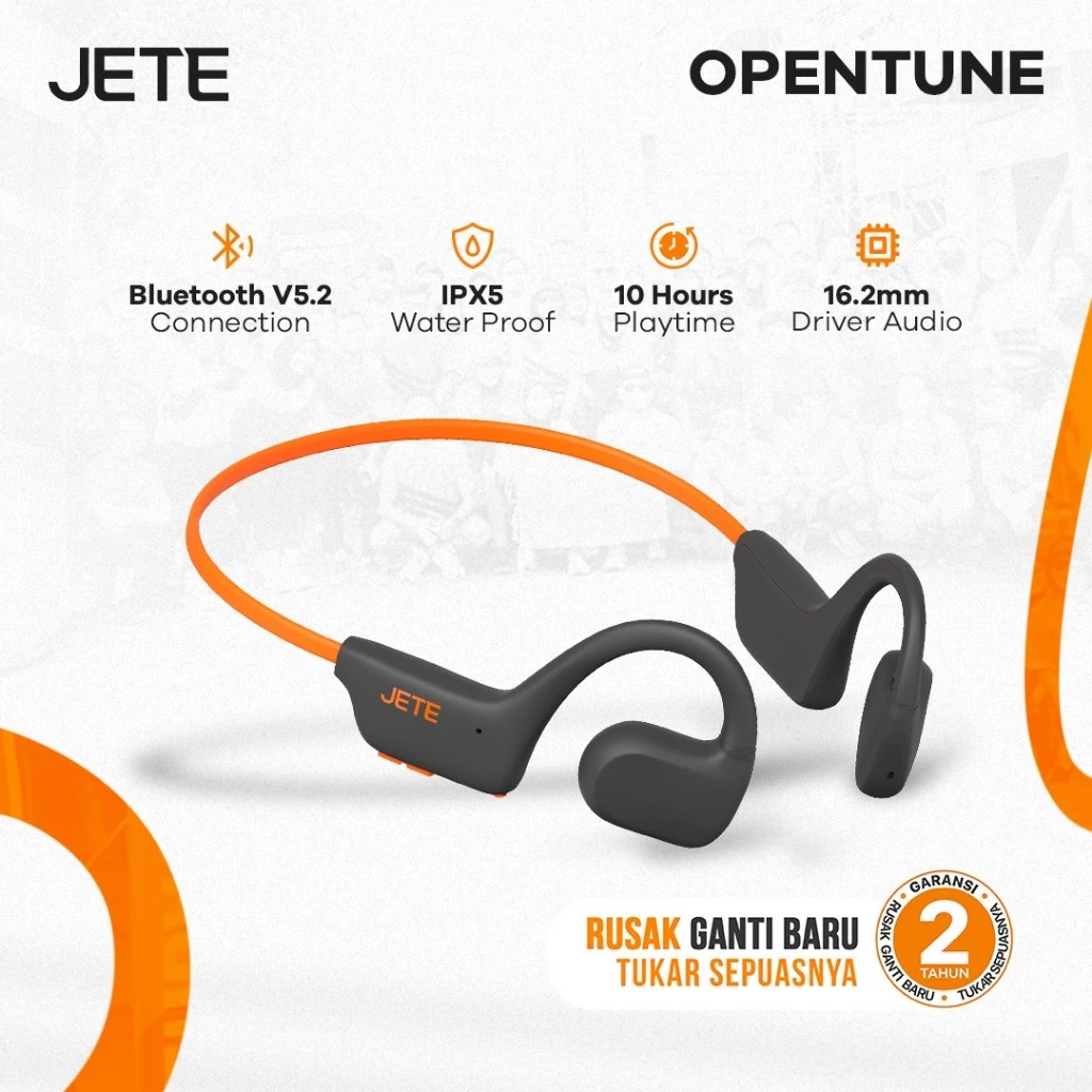 JETE OpenTune Open Ear Sport Headset Olahraga - Headset Lari - Air Conduction Garansi 2 Tahun