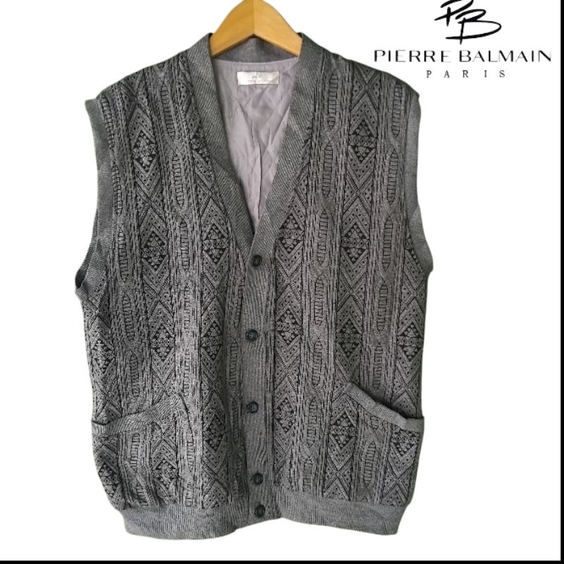Jual Vest rajut motif vintage Pierre Balmain | Shopee Indonesia