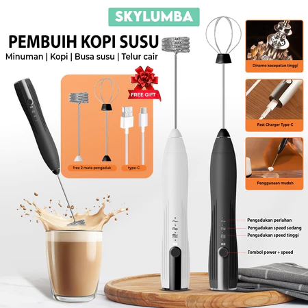 Skylumba EW06 hand mixer mini 3 in 1 pengocok kopi dan telur
