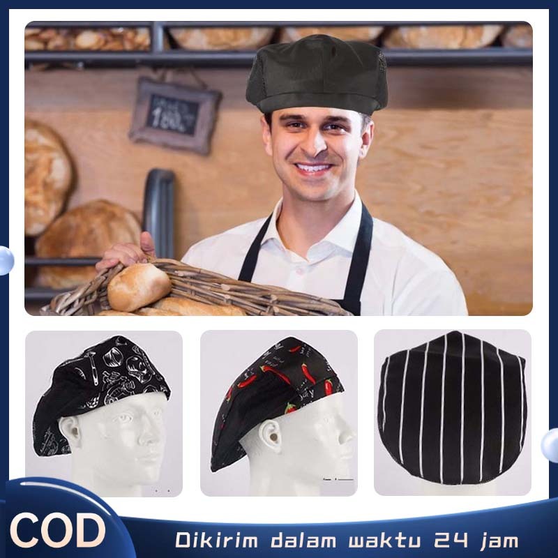Jual Topi Masak Penutup Kepala Koki Topi Chef Pria Topi Koki Dewasa ...