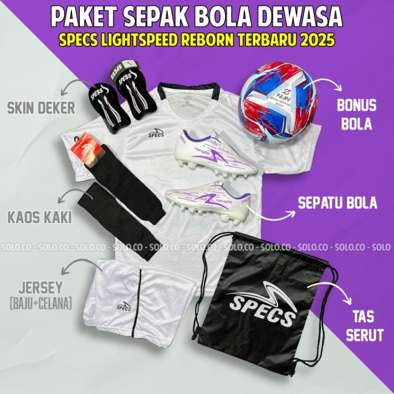 Jual Paket Sepatu Bola Specs Lightspeed Reborn Terbaru 2025 Bonus Bola