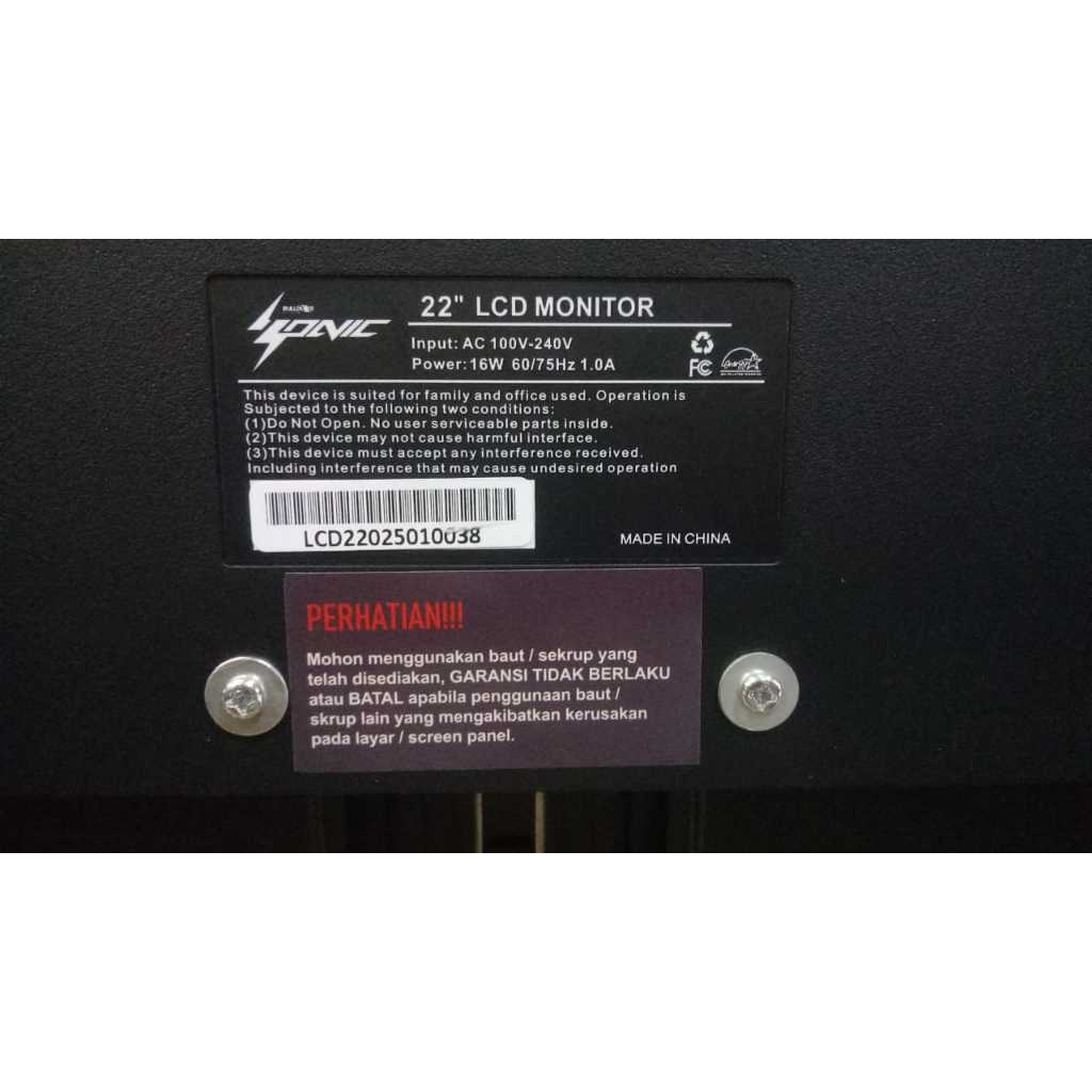 Jual MONITOR LED BULLDOZER SONIC SC-22HV 22