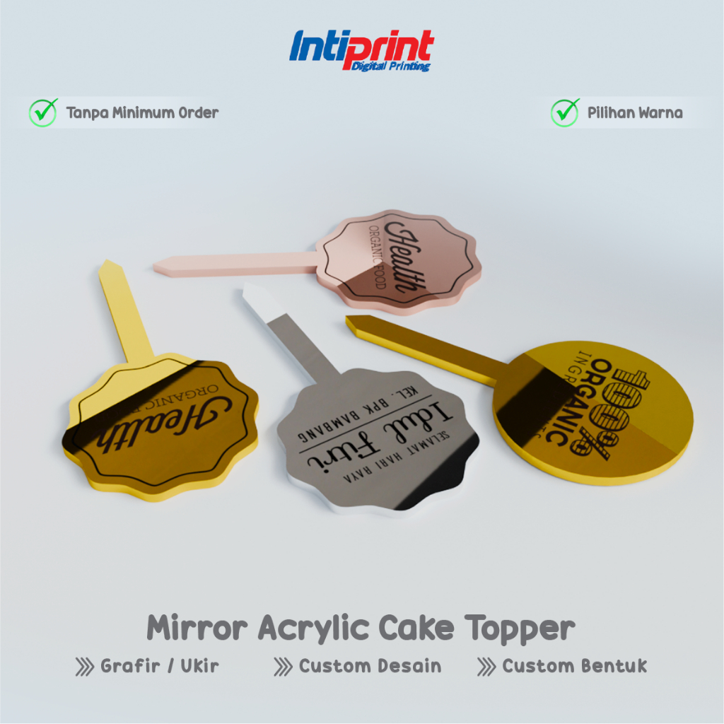 Jual Cake Topper Akrilik Mirror Custom / Hiasan Atas Kue Akrilik ...