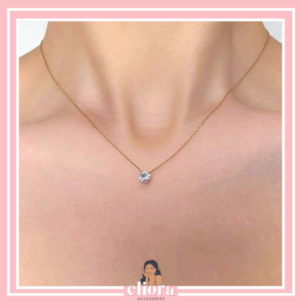 Jual [ELIORA] Kalung Titanium Anti Karat Berlian Tunggal Yang Sederhana ...