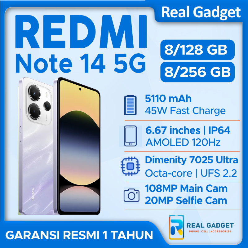 Jual Redmi Note 14 5G | 108MP AI OIS Camera | MediaTek 7025-Ultra ...