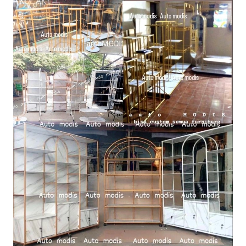 Jual RAK KABINET RACK BUFFET LEMARI TAS BONGKAR PASANG EMAS GOLD BER ...