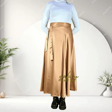 Rok Lilit Polos Satin Flara Rok Bawahan Modern Stelan Casual Elegan Wanita Masa Kini