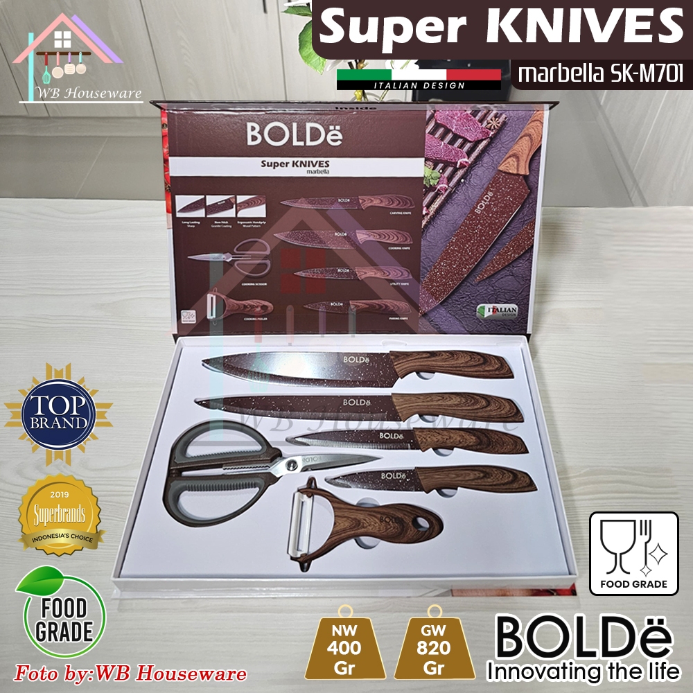 Jual BOLDe Super Set Pisau granite coating anti lengket / Knives ...