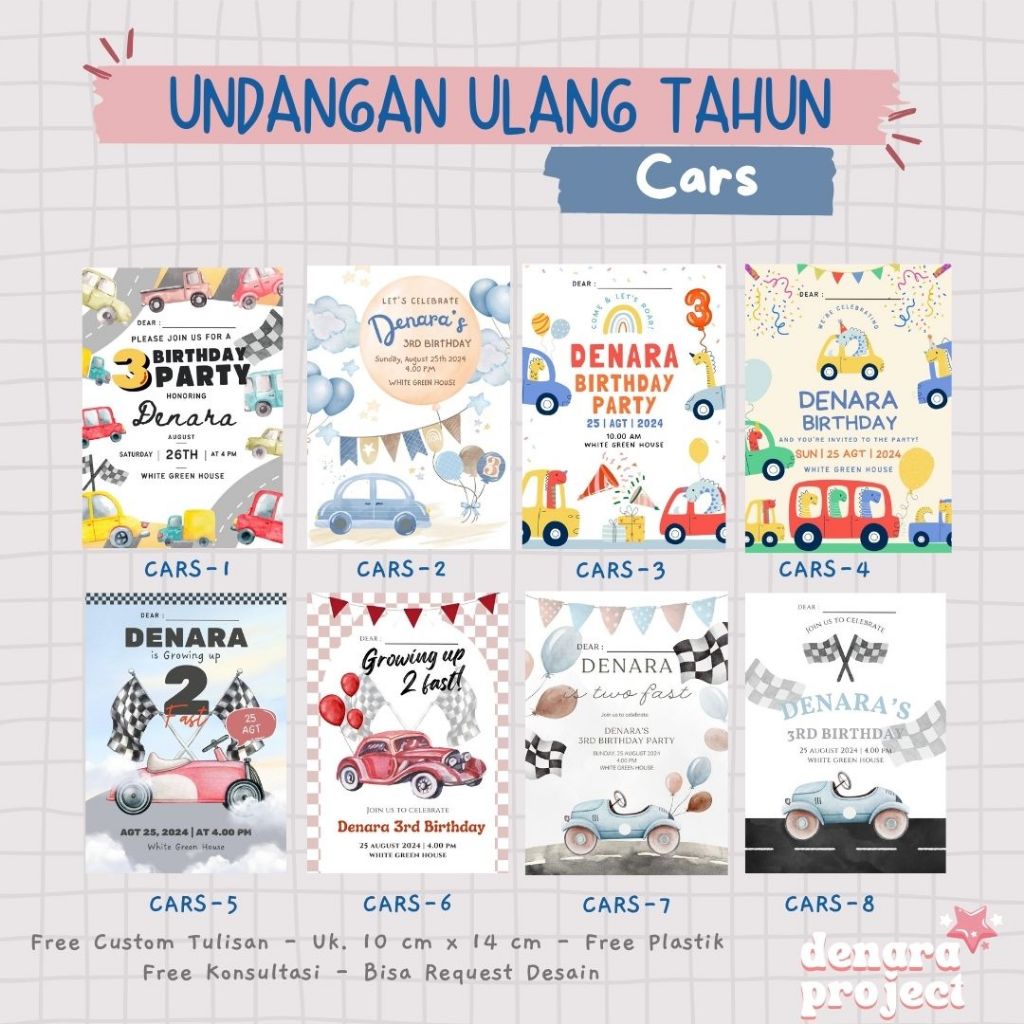 Jual Undangan Ulang Tahun - Cars / Race Birthday Invitation Card ...