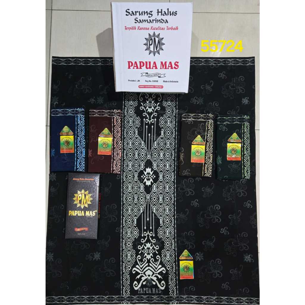 SumberRejekiJeans SARUNG HITAM PAPUA MAS (BONUS DUS) Halus Samarinda Jumbo Bagus Halus Art.55724