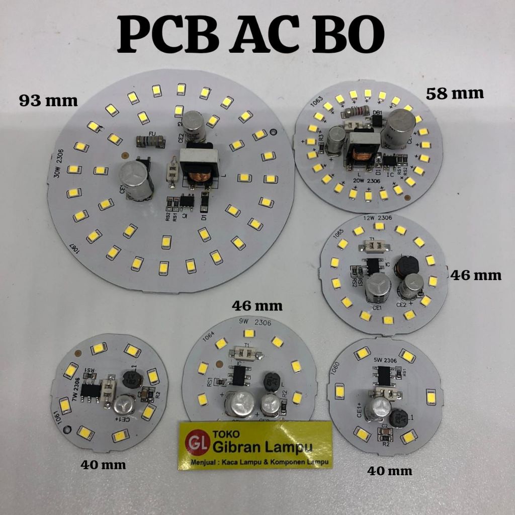 Jual PCB Mata Lampu LED AC Kode BM BO - DOB Mata LED AC All Watt ...