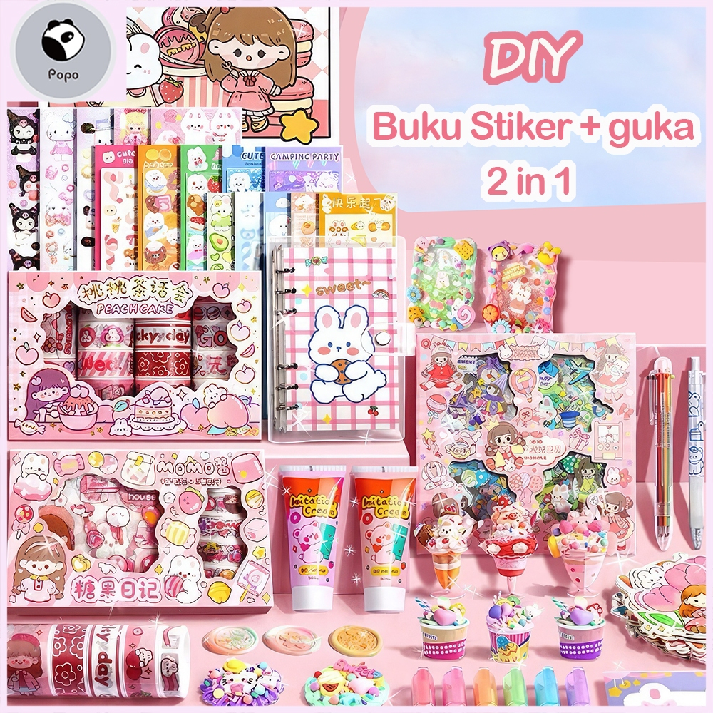 Jual POPO DIY Stiker Lucu Buku DIY Gantungan Kunci Guka Set Stiker ...