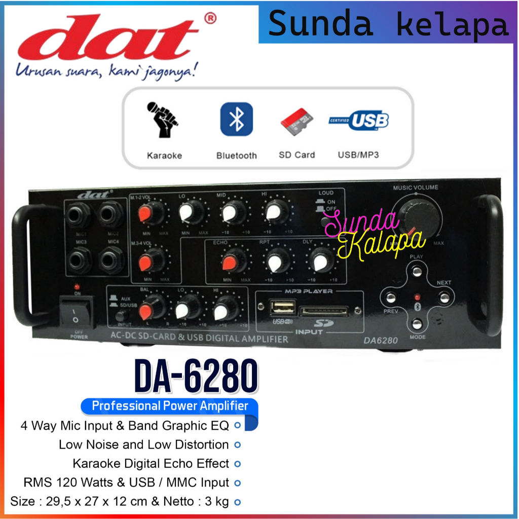 Jual Power Amplifier Dat DA 6280 Amplifier karaoke Bluetooth ...