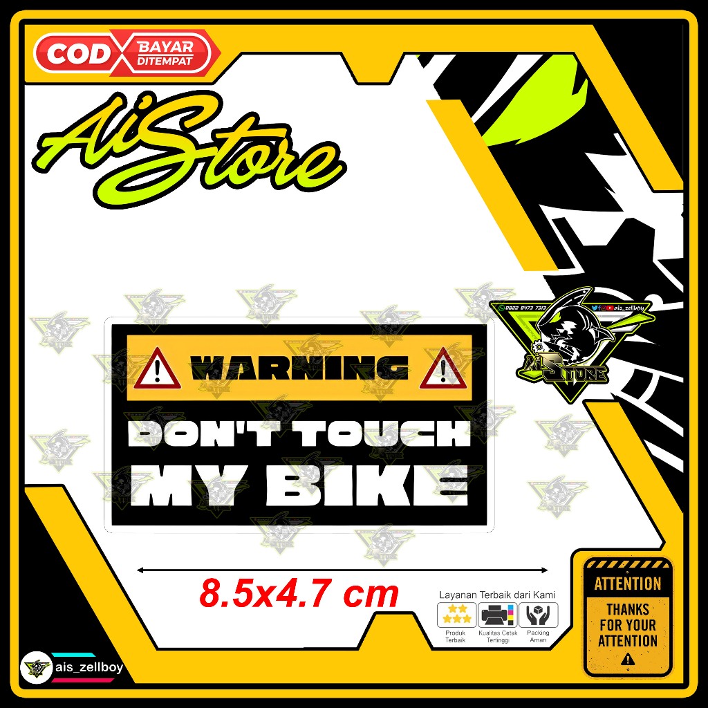 BIKE-label Tankpad 3D Evil Eyes Dont Touch My Bike giallo neon X502863