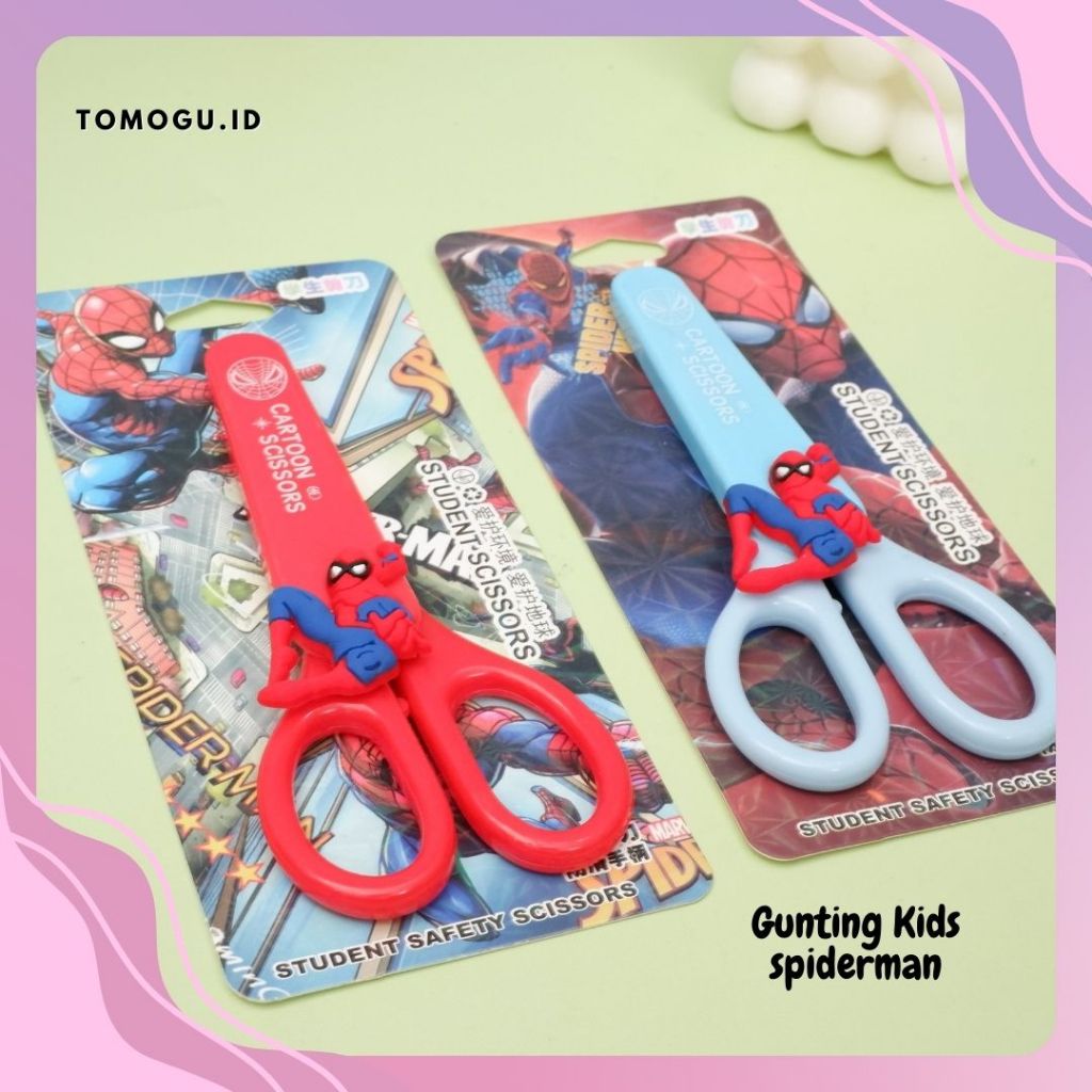 Jual Gunting Seath Spiderman aman dengan tutup Safety Scissors Gunting ...